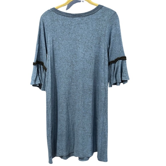 Liza Byrd Sweater Tunic Size Small Blue w/ Black Trim - Picture 2 of 9